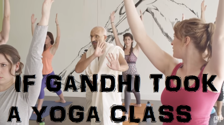 gandhi in yoga class parody